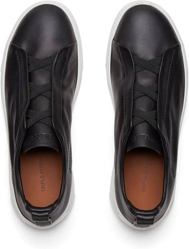 Ermenegildo Zegna Zwarte Triple Stitch Secondskin Sneakers Black Heren