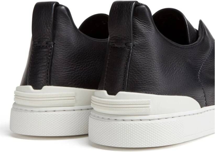 Ermenegildo Zegna Zwarte Triple Stitch Secondskin Sneakers Black Heren