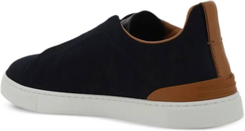 Ermenegildo Zegna Zwarte Triple Stitch Sneakers Black Heren