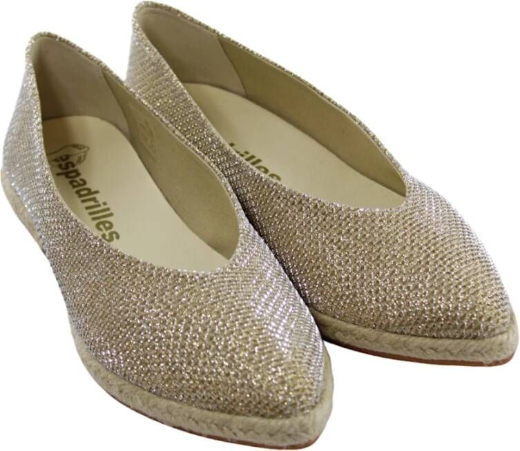 Espadrilles Gouden Gelamineerde Ballerina Schoenen Yellow Dames