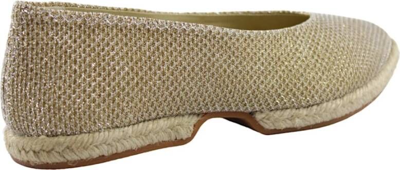 Espadrilles Gouden Gelamineerde Ballerina Schoenen Yellow Dames