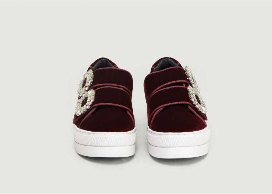 Essentiel Antwerp Bordeaux Rode Velvet Platform Sneakers Red Dames