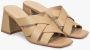 Estro Dames Beige Leren Blokhak Sandalen Er00114729 Beige Dames - Thumbnail 3