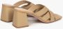 Estro Dames Beige Leren Blokhak Sandalen Er00114729 Beige Dames - Thumbnail 4