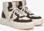 Estro Beige-bruine hoge sneakers voor dames gemaakt van premium Italiaans echt leer en velours Beige Dames - Thumbnail 2