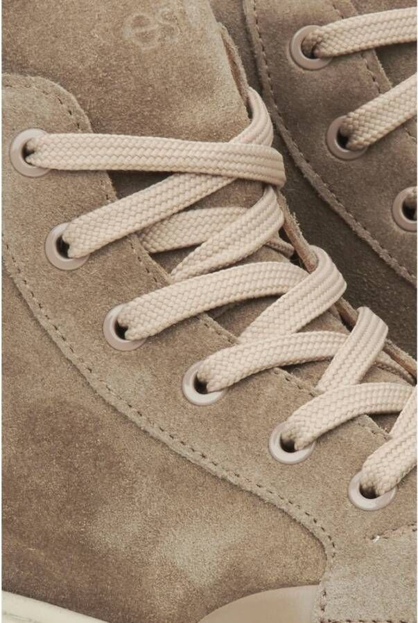 Estro Beige Hoge Winter Sneakers voor Dames gemaakt van Velours & Bont Beige Dames