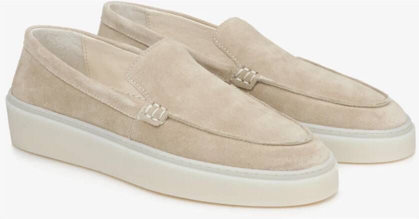 Estro Dames Beige Loafers gemaakt van Echt Italiaans Velours Er00114885 Beige Dames