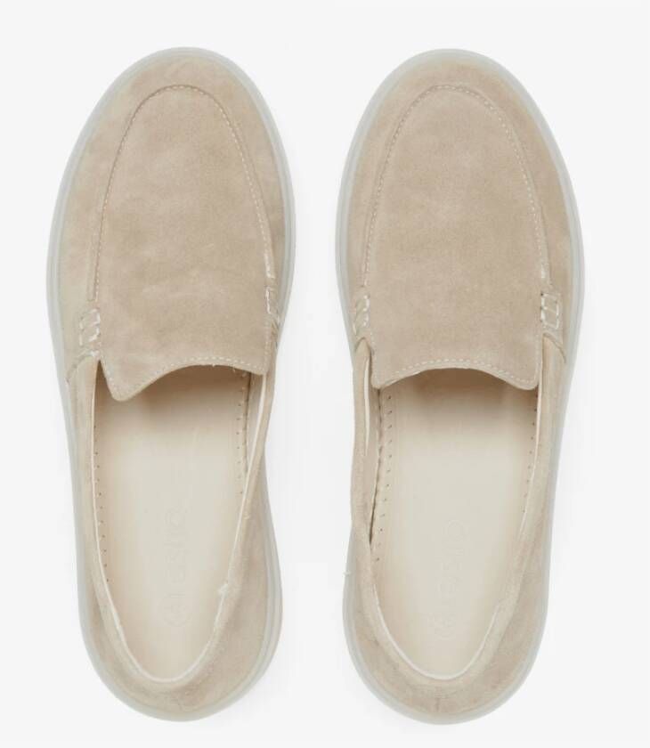 Estro Dames Beige Loafers gemaakt van Echt Italiaans Velours Er00114885 Beige Dames