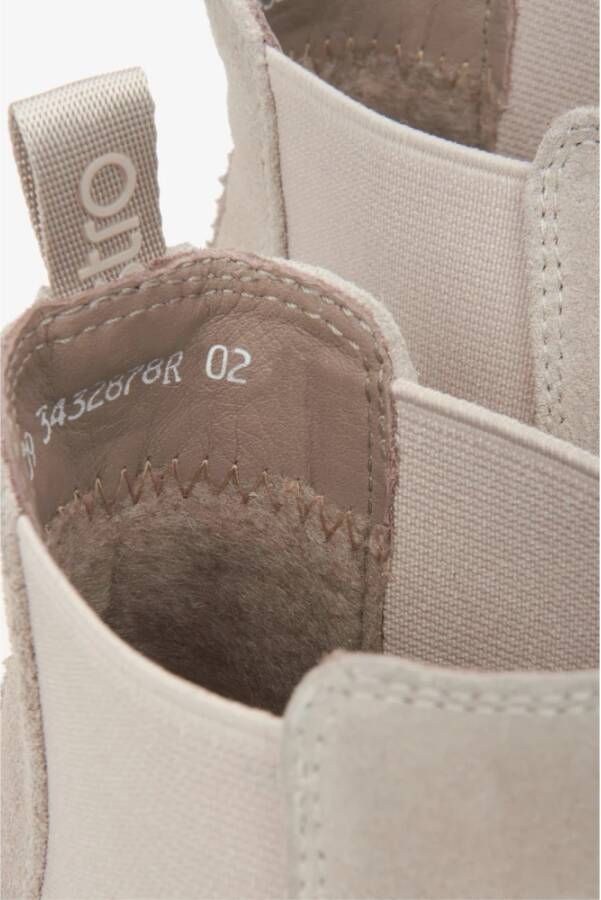 Estro Beige lage Chelsea-laarzen voor dames gemaakt van Premium Italiaans Velours Beige Dames