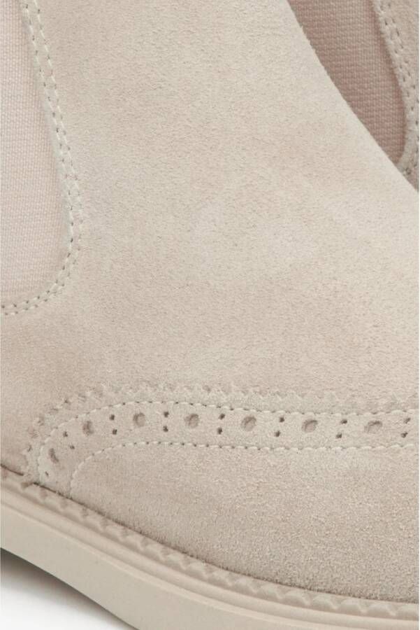 Estro Beige lage Chelsea-laarzen voor dames gemaakt van Premium Italiaans Velours Beige Dames