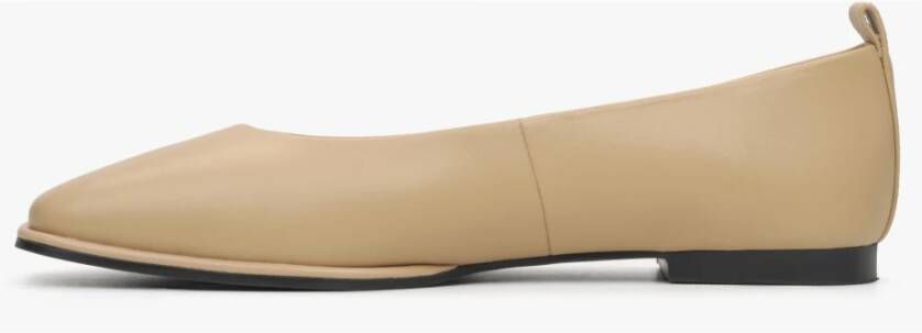 Estro Dames Beige Leren Ballet Flats Er00115273 Beige Dames