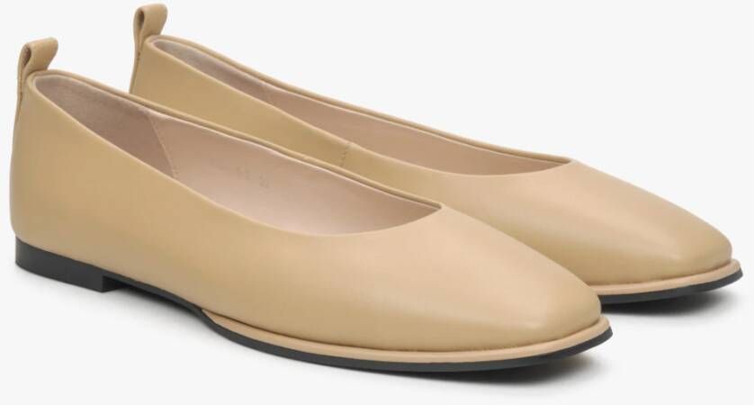 Estro Dames Beige Leren Ballet Flats Er00115273 Beige Dames