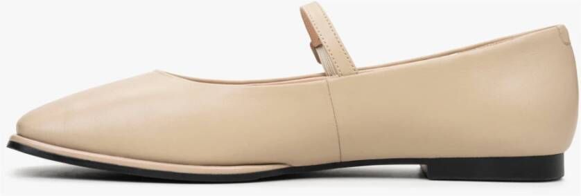 Estro Dames Beige Leren Ballet Flats met Gesp Er00114682 Beige Dames