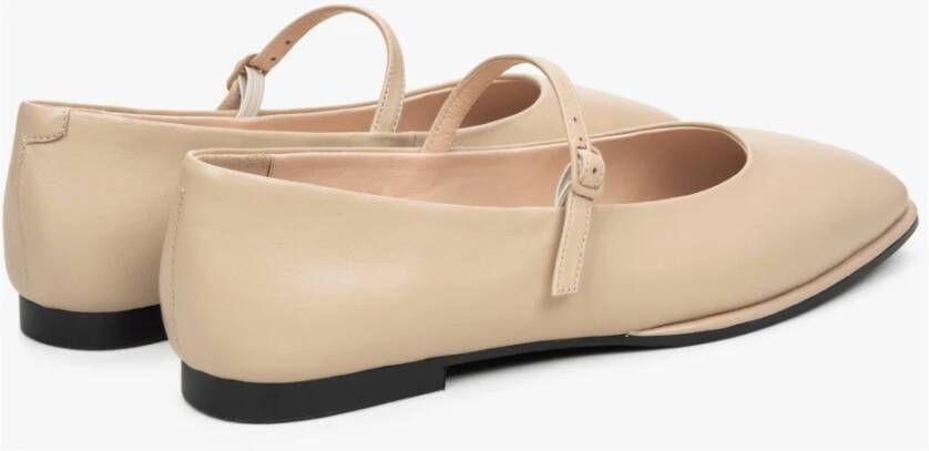 Estro Dames Beige Leren Ballet Flats met Gesp Er00114682 Beige Dames