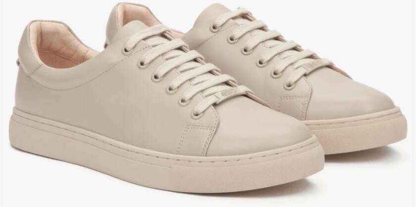 Estro Beige Leren Lage Sneakers voor Dames Beige Dames