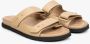 Estro Dames Beige Leren Slides met Verstelbare Dikke Banden Er00114727 Beige Dames - Thumbnail 3