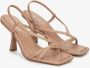 Estro Dames Beige Leren Trechter Hak Sandalen Er00114748 Beige Dames - Thumbnail 3