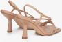 Estro Dames Beige Leren Trechter Hak Sandalen Er00114748 Beige Dames - Thumbnail 4