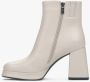 Estro Beige Platform Leren Enkellaarzen voor Dames met een Stabiele Hak Beige Dames - Thumbnail 2