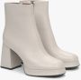 Estro Beige Platform Leren Enkellaarzen voor Dames met een Stabiele Hak Beige Dames - Thumbnail 3