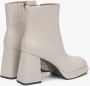 Estro Beige Platform Leren Enkellaarzen voor Dames met een Stabiele Hak Beige Dames - Thumbnail 4