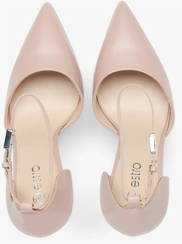 Estro Dames Beige Platform Pumps met Enkelband Er00115853 Beige Dames