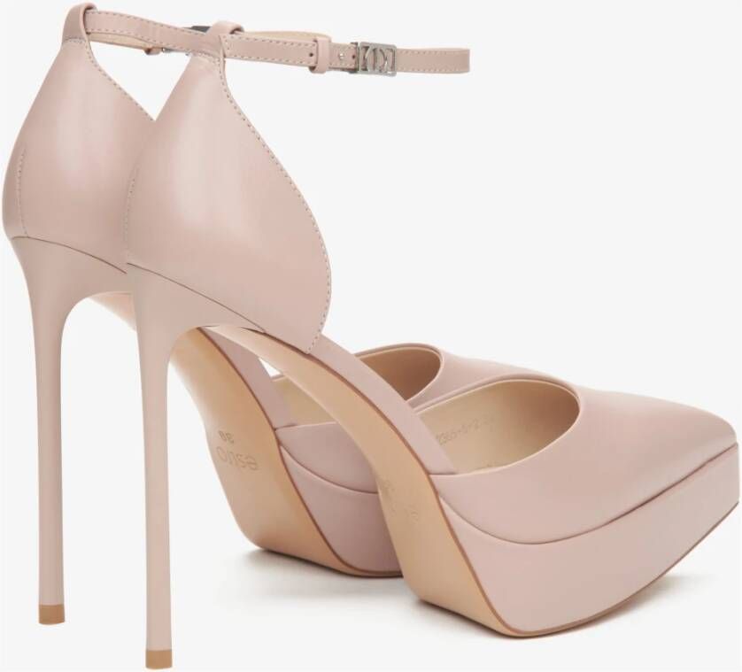 Estro Dames Beige Platform Pumps met Enkelband Er00115853 Beige Dames