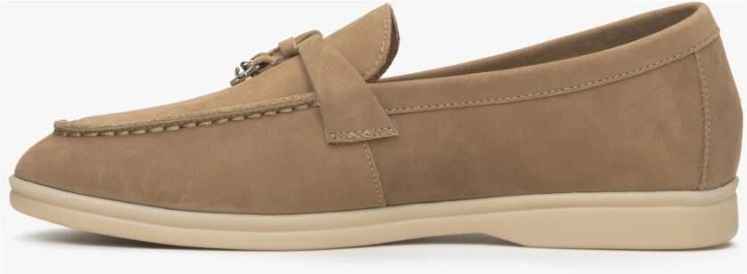 Estro Dames Beige Kwast Loafers gemaakt van Nubuck Er00114687 Beige Dames