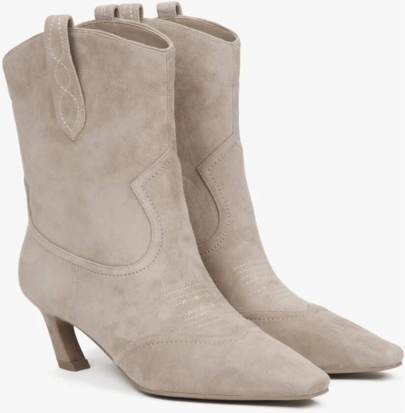 Estro Beige Velours Cowboylaarzen voor Dames Beige Dames