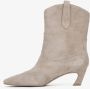 Estro Beige Velours Cowboylaarzen voor Dames Beige Dames - Thumbnail 4