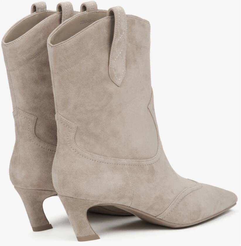 Estro Beige Velours Cowboylaarzen voor Dames Beige Dames