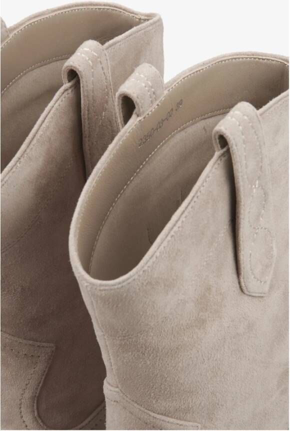 Estro Beige Velours Cowboylaarzen voor Dames Beige Dames