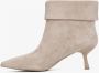 Estro Beige Velours Enkellaarsjes met Lage Hak voor Dames Beige Dames - Thumbnail 4