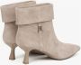 Estro Beige Velours Enkellaarsjes met Lage Hak voor Dames Beige Dames - Thumbnail 5