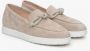 Estro Beige Velours Loafers met Decoratieve Strik Beige Dames - Thumbnail 2