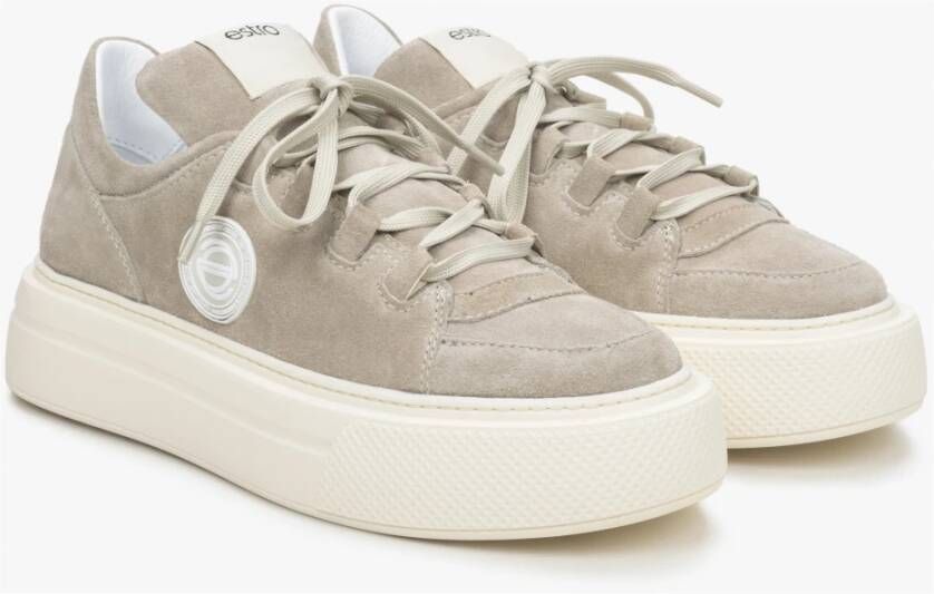 Estro Dames Beige Velours Lage Sneakers Er00114568 Beige Dames