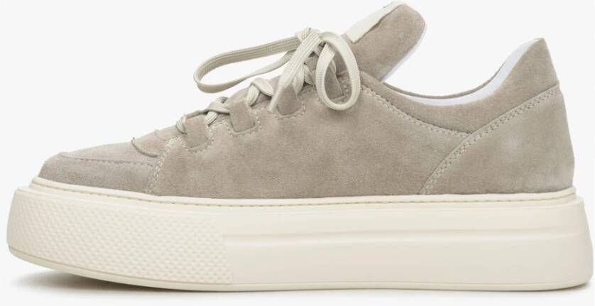 Estro Dames Beige Velours Lage Sneakers Er00114568 Beige Dames