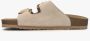 Estro Dames Beige Velours Slide Sandalen met Dikke Banden Er00115134 Beige Dames - Thumbnail 3