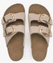 Estro Dames Beige Velours Slide Sandalen met Dikke Banden Er00115134 Beige Dames - Thumbnail 4