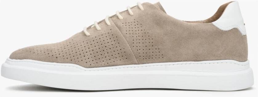 Estro Heren Beige Sneakers gemaakt van Echt Velours Er00112851 Beige Heren