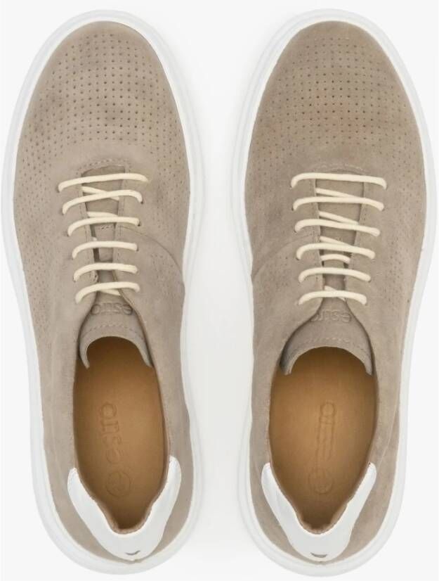 Estro Heren Beige Sneakers gemaakt van Echt Velours Er00112851 Beige Heren