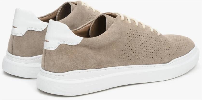 Estro Heren Beige Sneakers gemaakt van Echt Velours Er00112851 Beige Heren