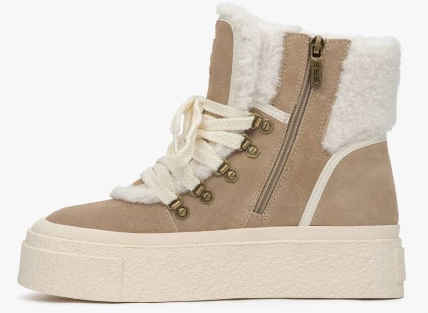 Estro Beige Winter Enkellaarzen voor Dames gemaakt van Echt Velours ES8 Er00115189 Beige Dames