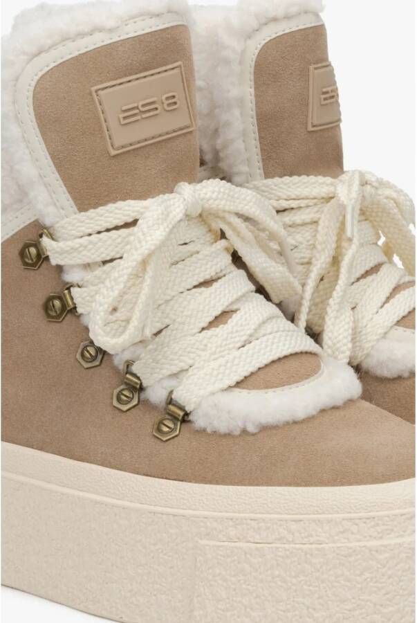 Estro Beige Winter Enkellaarzen voor Dames gemaakt van Echt Velours ES8 Er00115189 Beige Dames