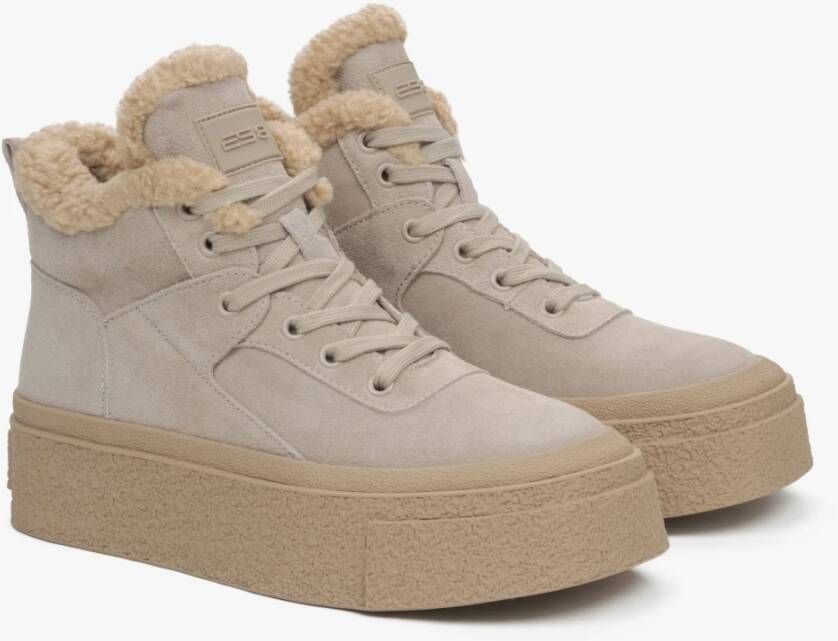 Estro Beige Wolgevoerde High-Top Sneakers met Velours voor Winter ES8 Er00115864 Beige Dames