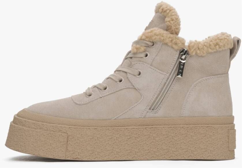 Estro Beige Wolgevoerde High-Top Sneakers met Velours voor Winter ES8 Er00115864 Beige Dames