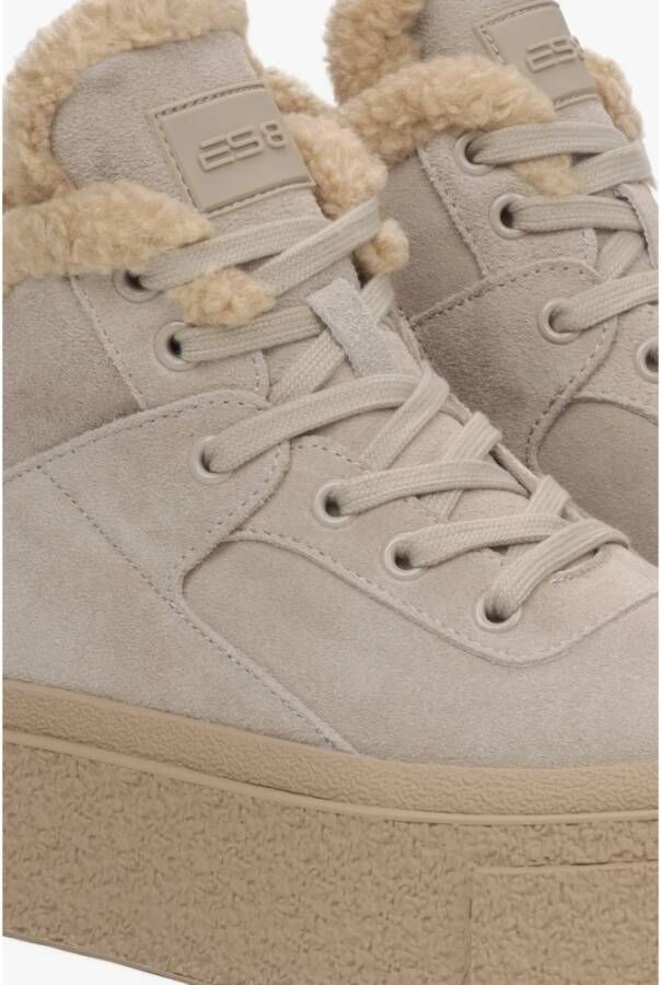 Estro Beige Wolgevoerde High-Top Sneakers met Velours voor Winter ES8 Er00115864 Beige Dames