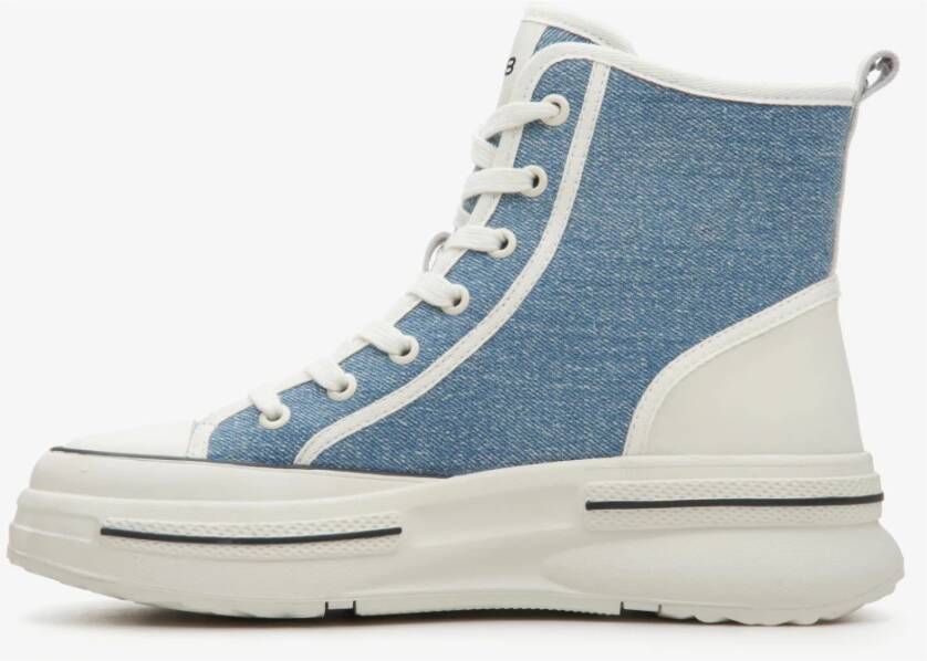 Estro Dames Blauwe High-Top Sneakers gemaakt van Zacht Textiel ES 8 Er00114602 Blue Dames