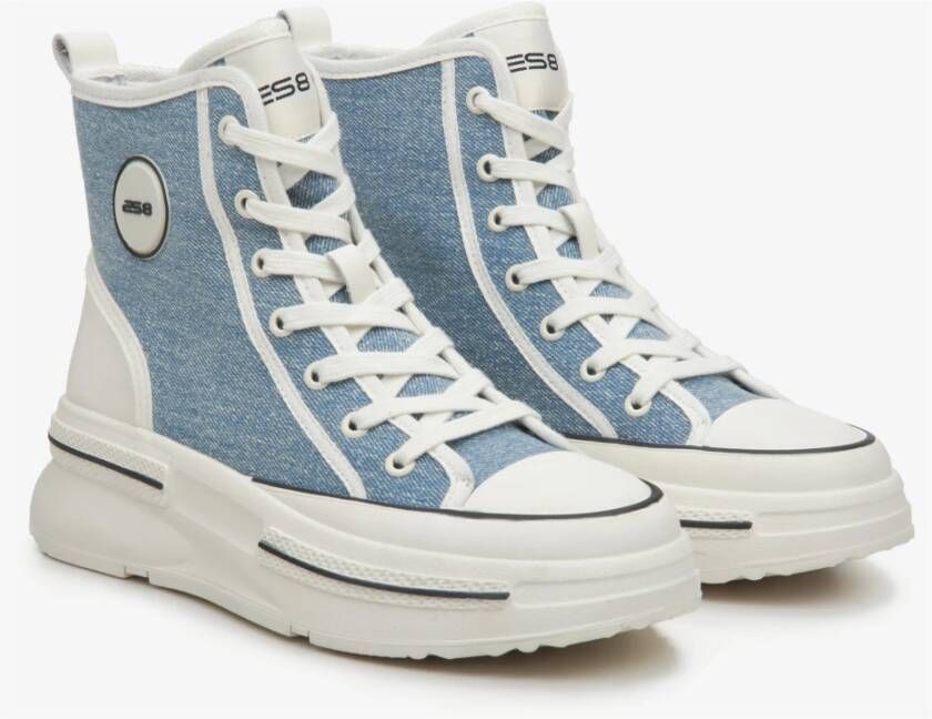 Estro Dames Blauwe High-Top Sneakers gemaakt van Zacht Textiel ES 8 Er00114602 Blue Dames