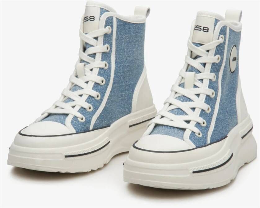 Estro Dames Blauwe High-Top Sneakers gemaakt van Zacht Textiel ES 8 Er00114602 Blue Dames